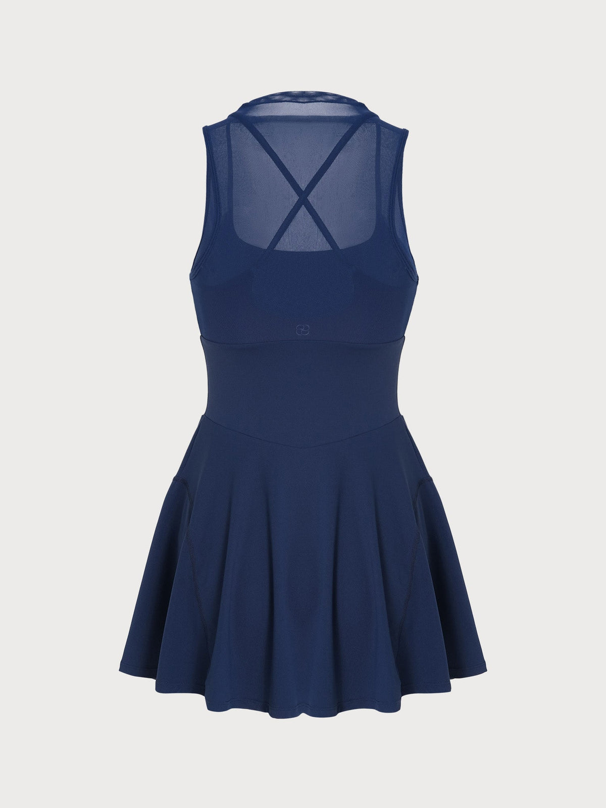 Navy Mesh Mock Neck Sport Dress