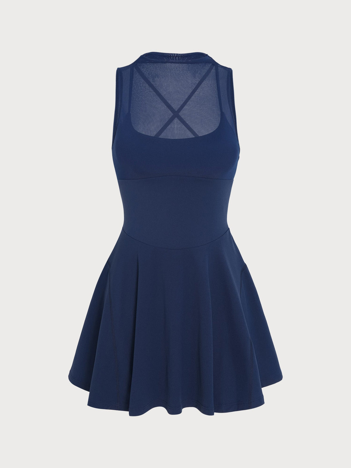 Navy Mesh Mock Neck Sport Dress