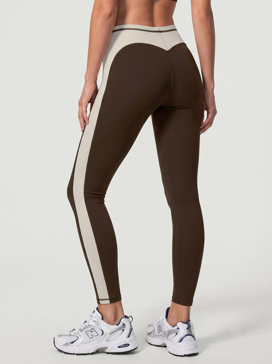 Coffee High-Waist Side Panel Leggings 28"