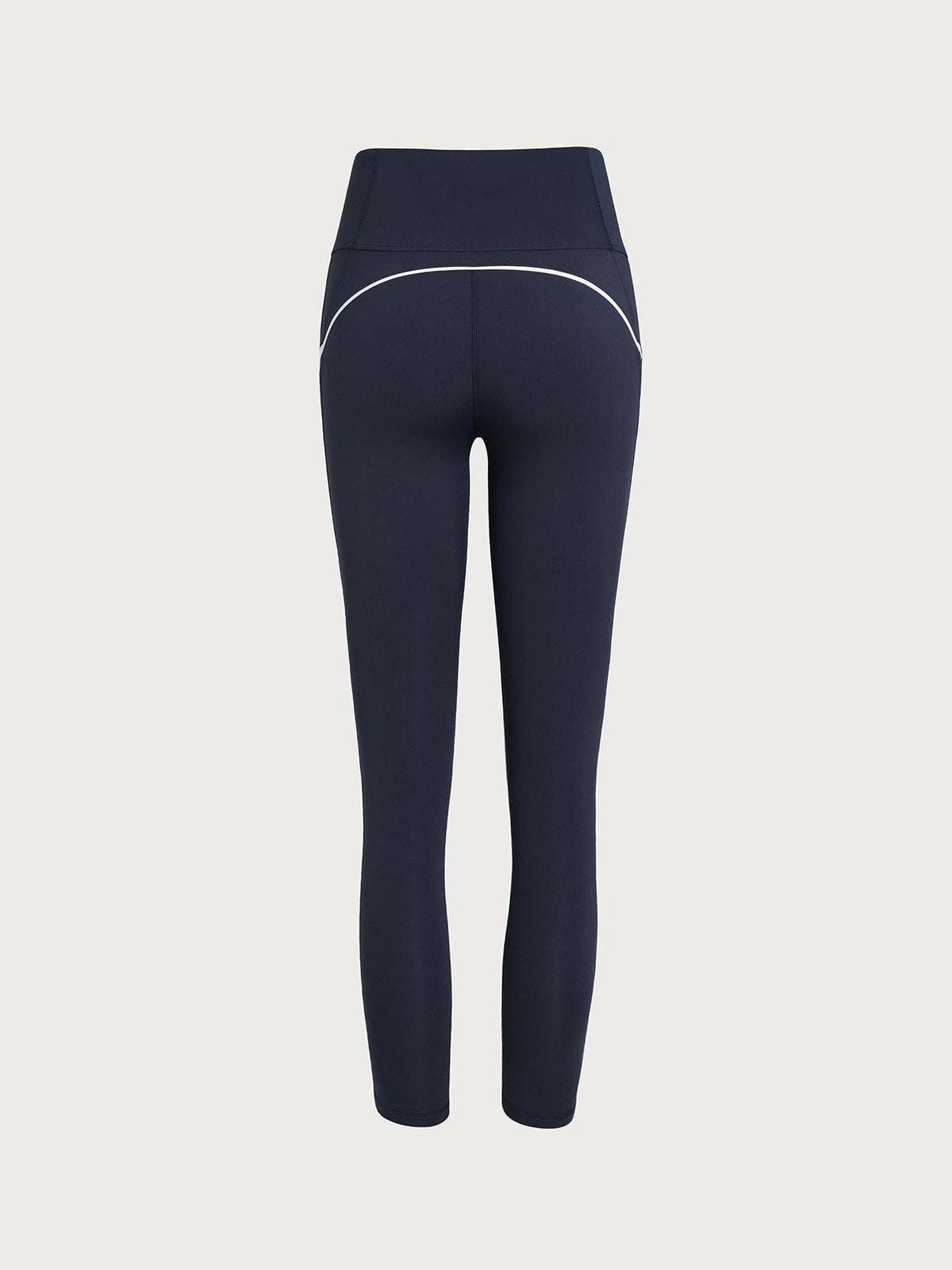 Navy Blue Stitching High Waisted Leggings 24"