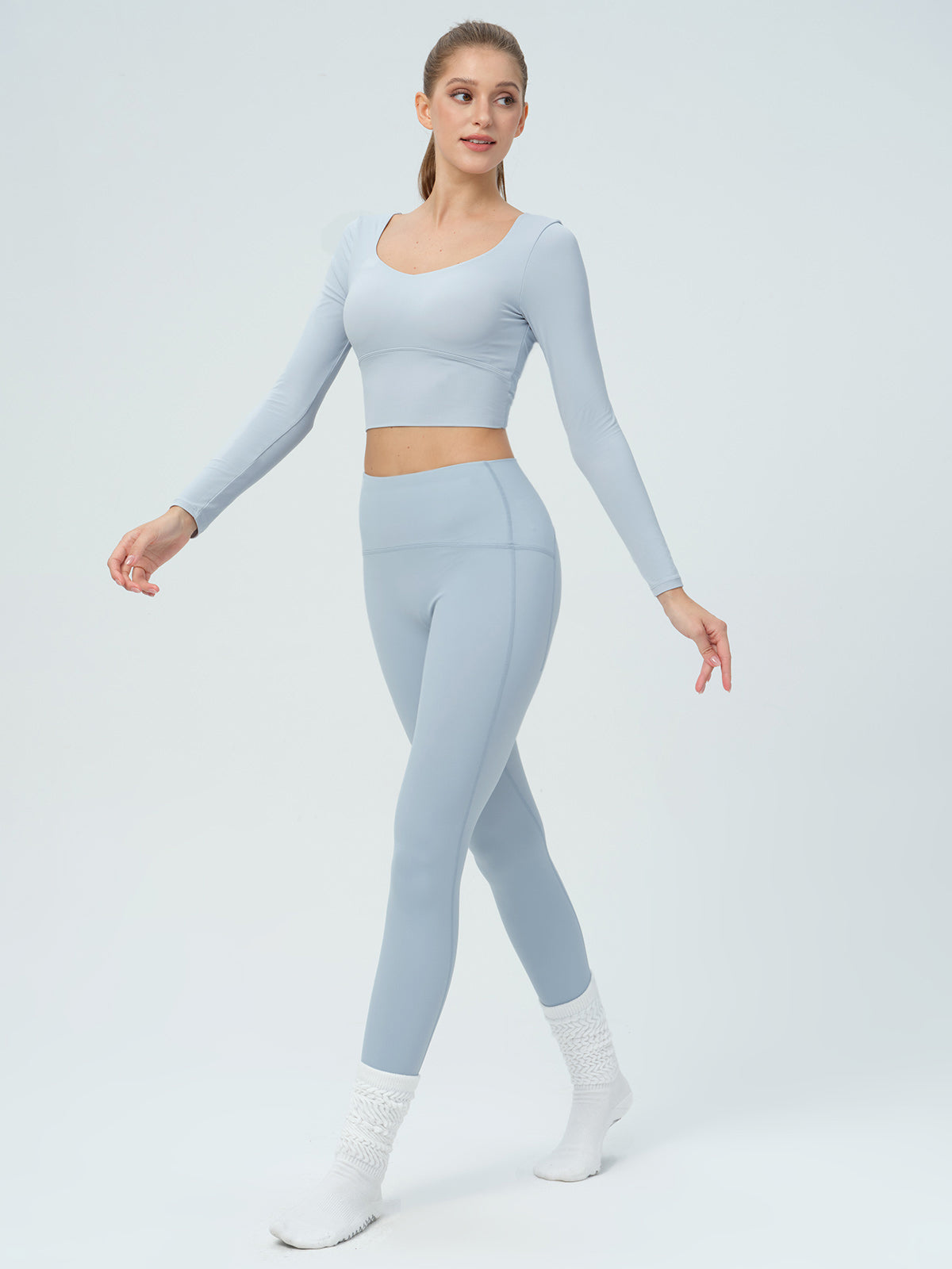 Light Blue High Waisted Leggings 25"