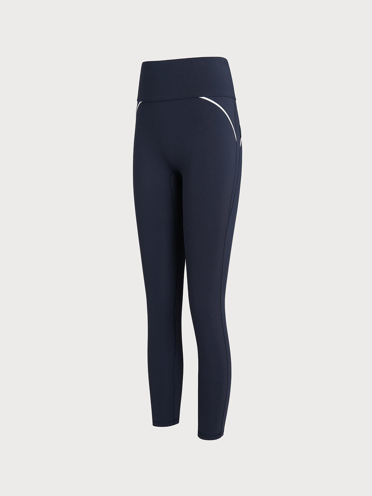 Navy Blue Stitching High Waisted Leggings 24"