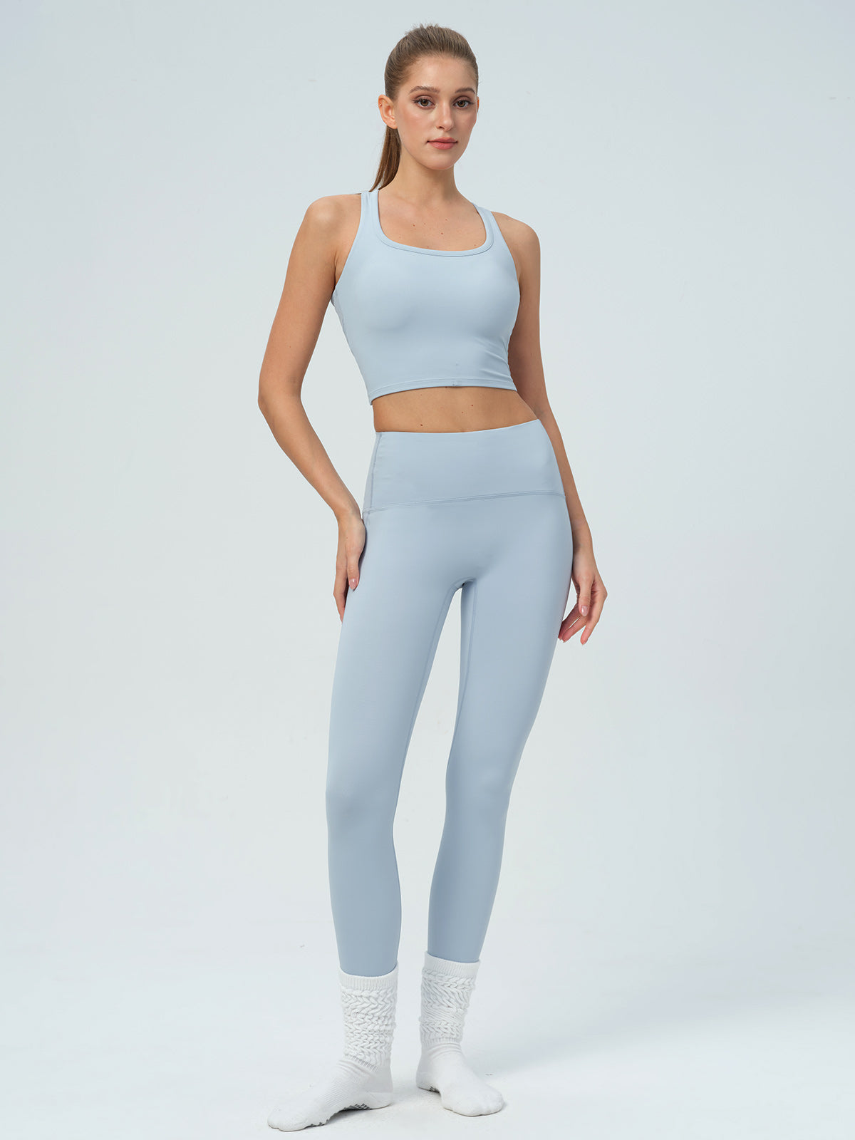Light Blue High Waisted Leggings 25"