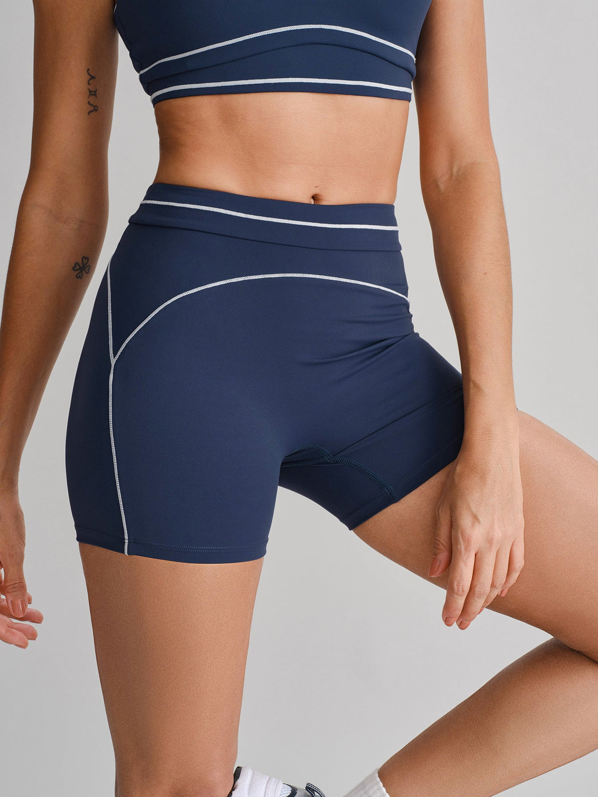 Navy Line Workout Shorts
