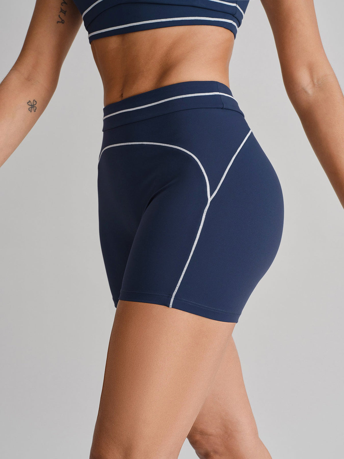 Navy Line Workout Shorts