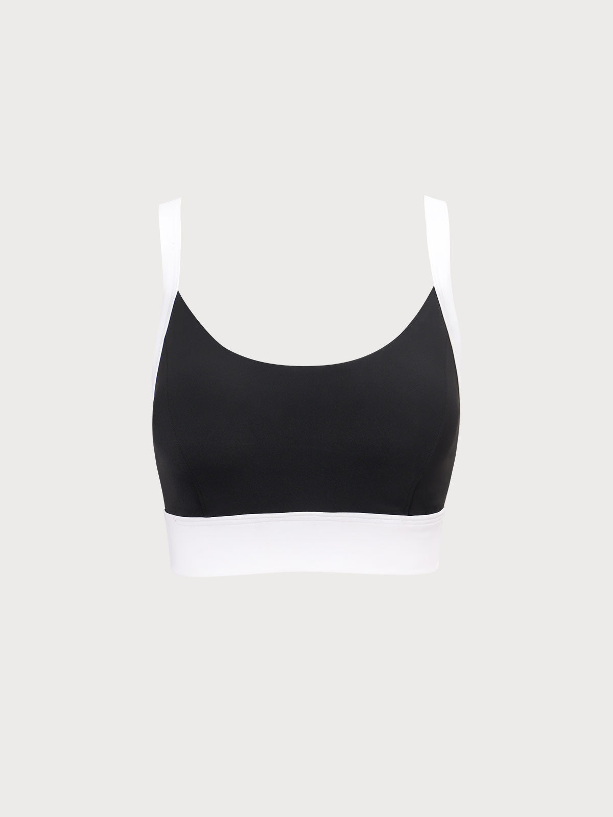 Black Contrast U Neck Sports Bra - Light Support