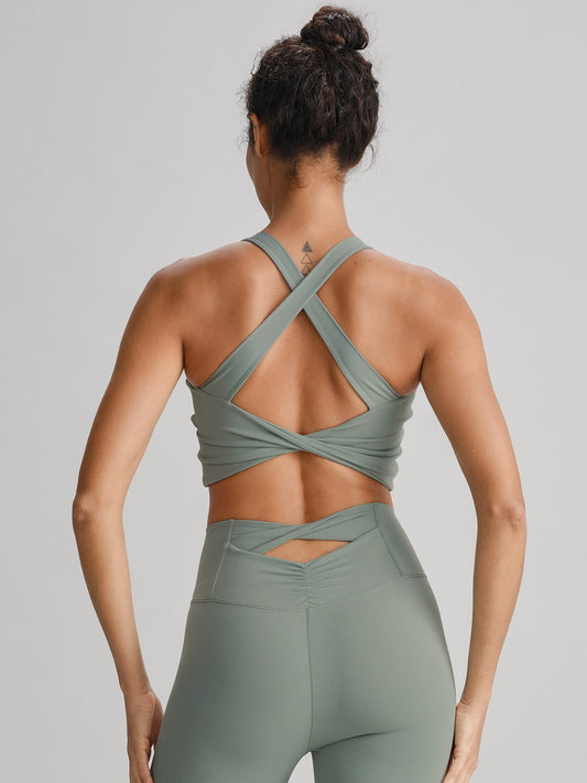 Green Twist X-Cross Sports Bra - Light Support