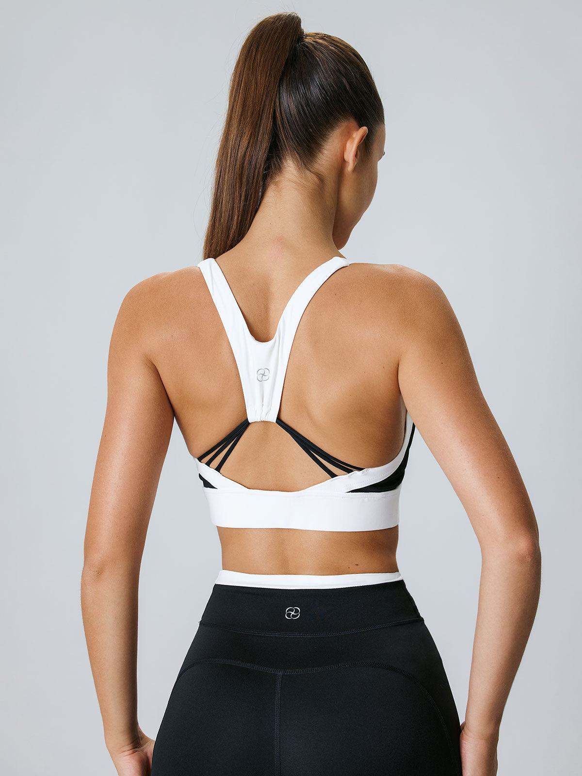 Black Contrast U Neck Sports Bra - Light Support