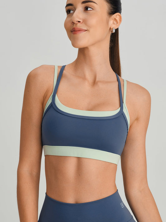 Blue Double Layered Sports Bra