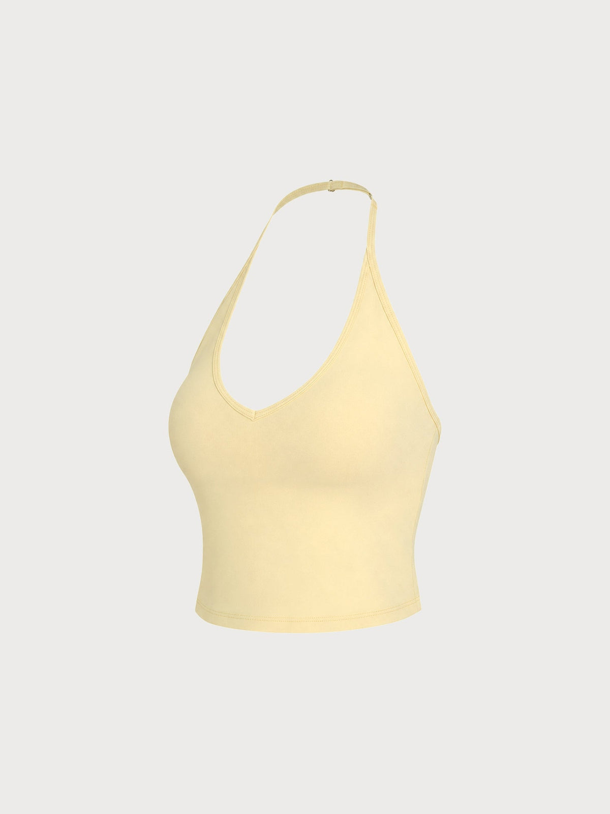 Light Yellow Halter Open Back Tank Top