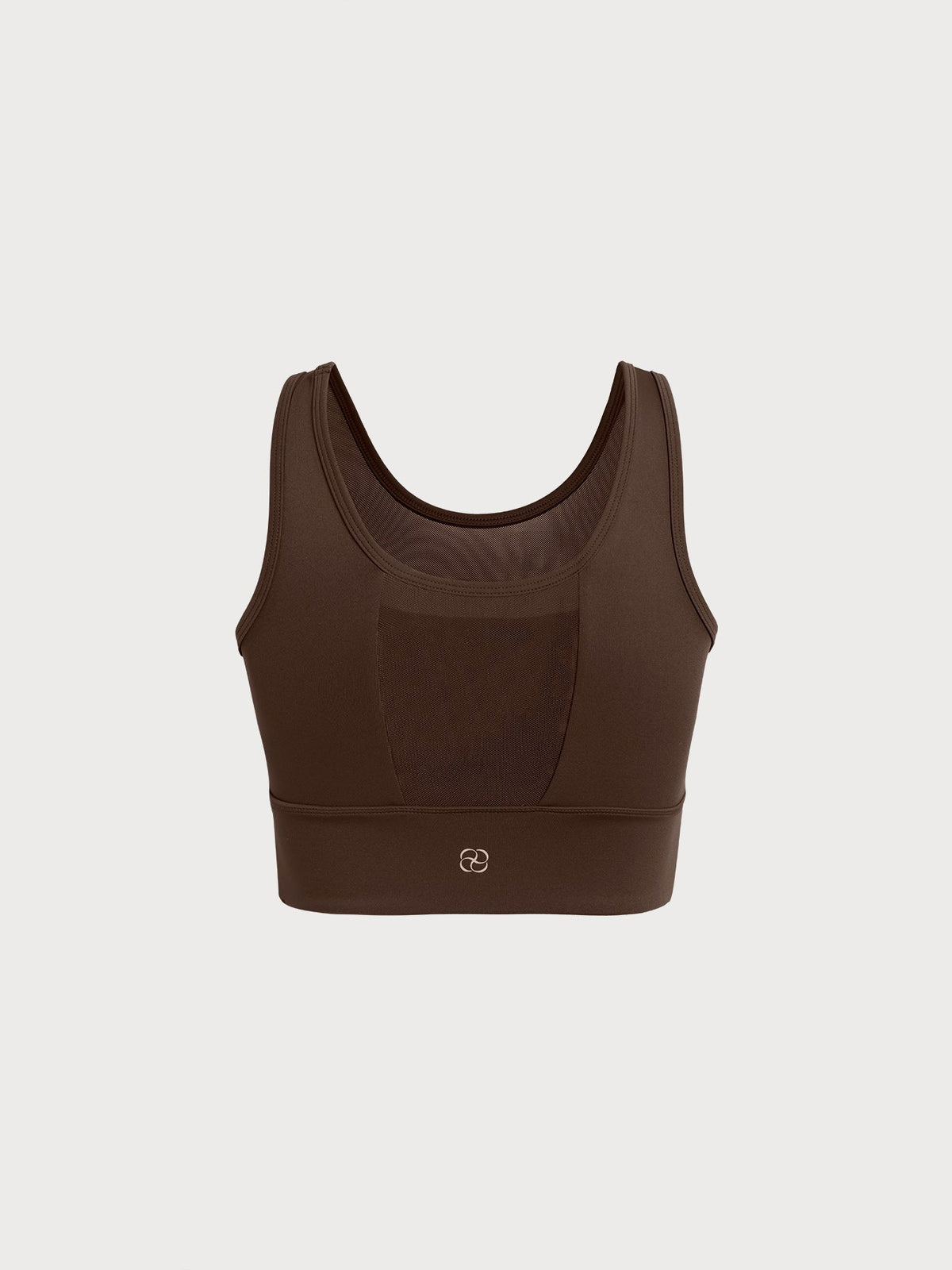 Coffee Mesh Cross-Front Tank Top - Light Support