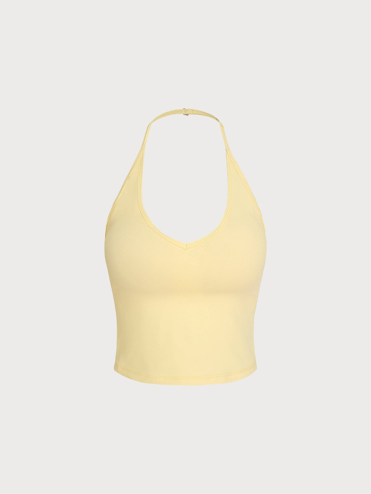 Light Yellow Halter Open Back Tank Top