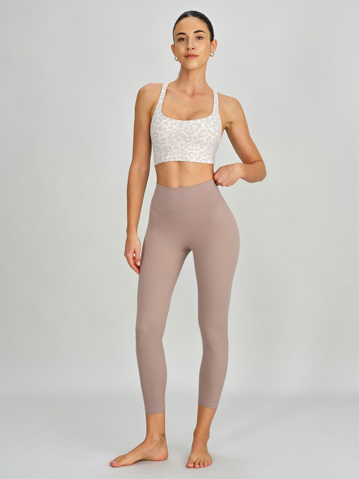 Ivory Leopard Print Cross Back Sports Bra