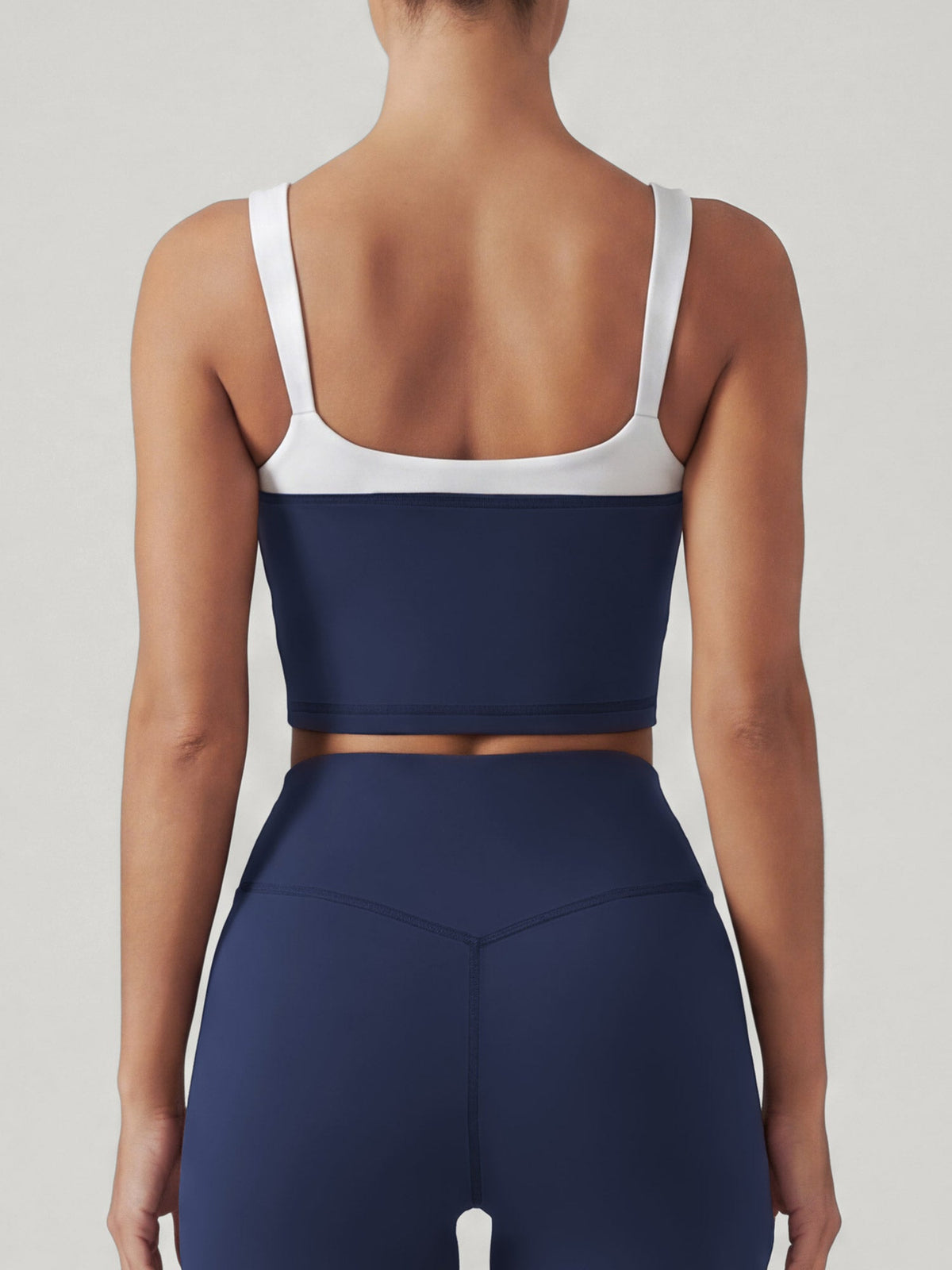 Navy Contrast Trim V Neck Tank Top - Light Support