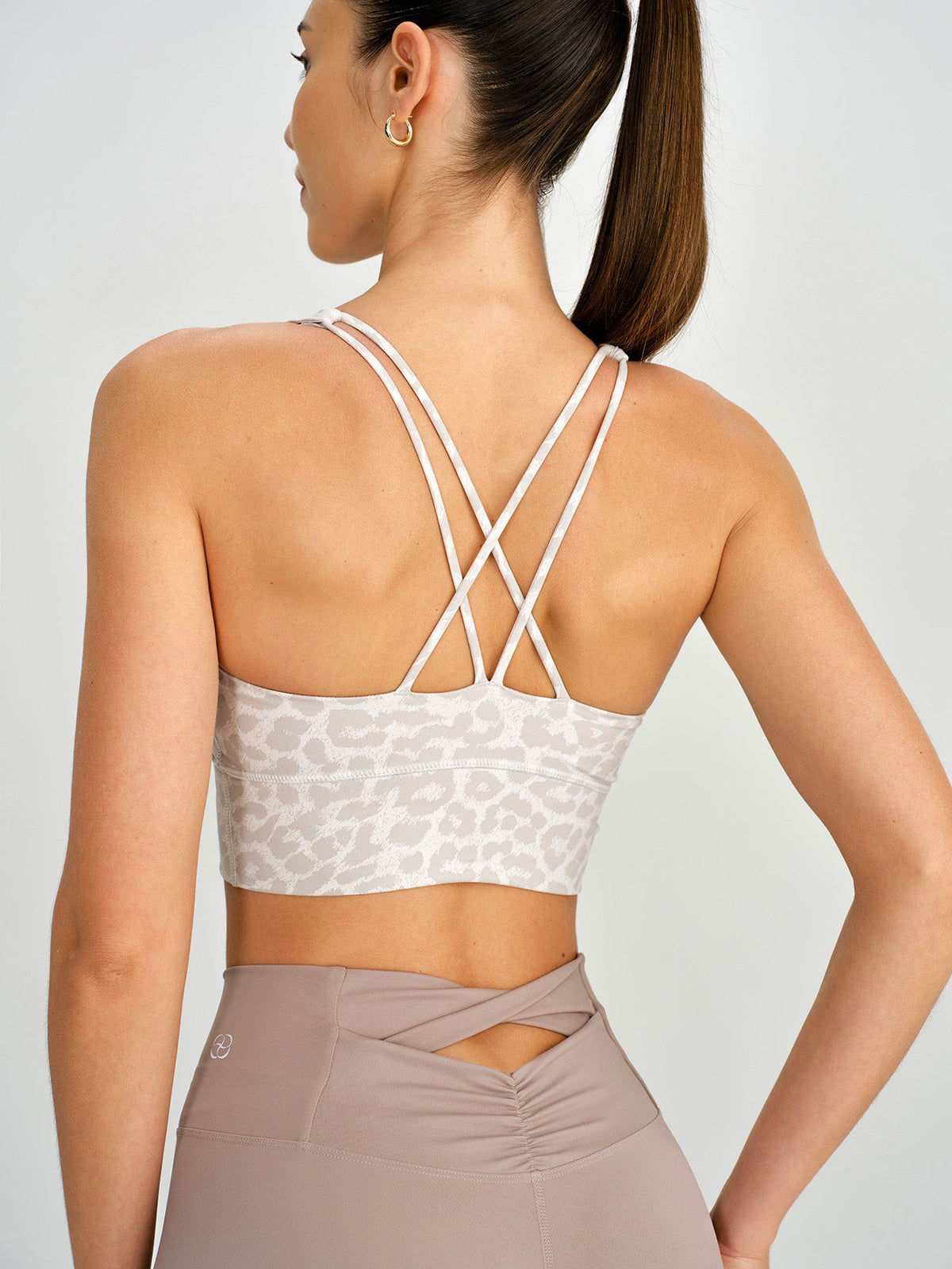 Ivory Leopard Print Cross Back Sports Bra