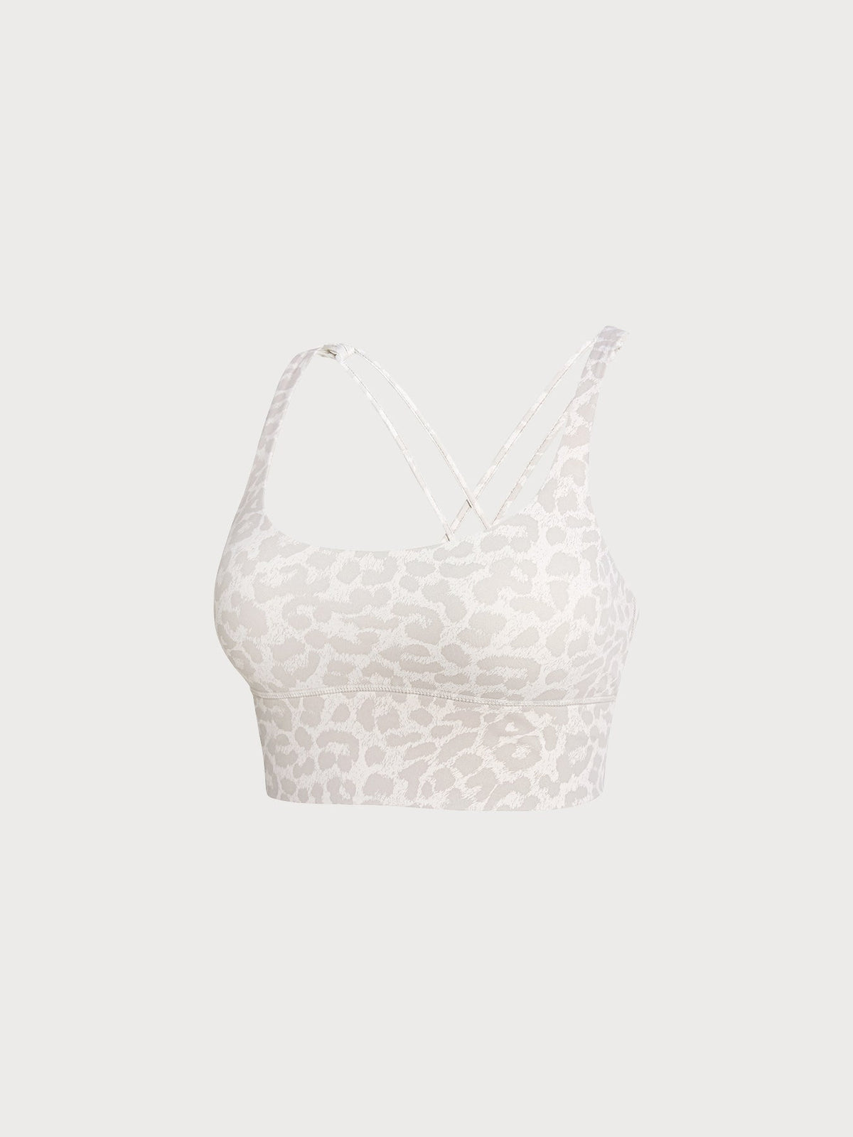 Ivory Leopard Print Cross Back Sports Bra