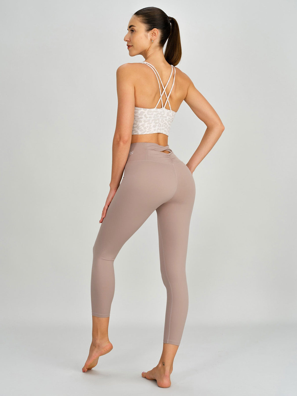 Ivory Leopard Print Cross Back Sports Bra