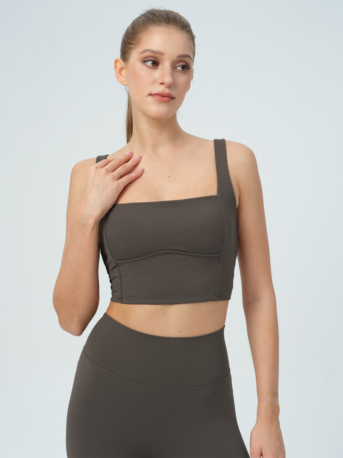 Dark Coffee Twist Sports Bra - Light Support