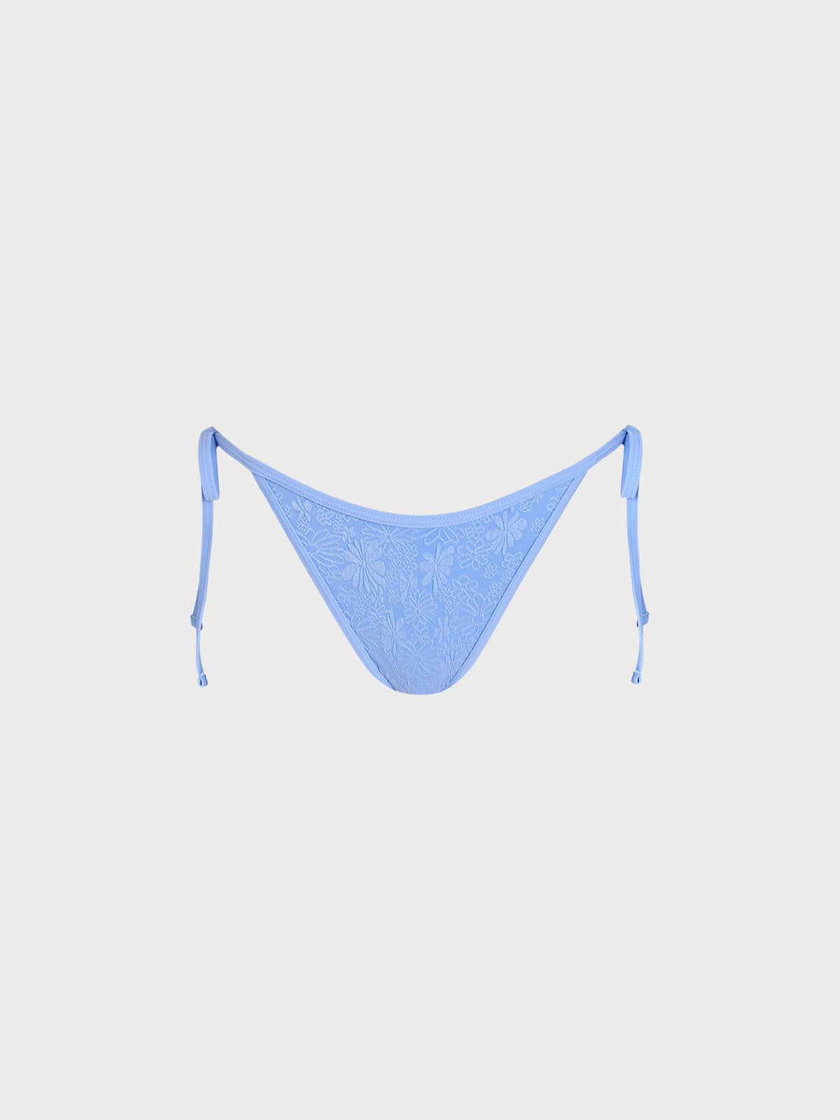 Sky Blue Textured Side Tie Bikini Bottom