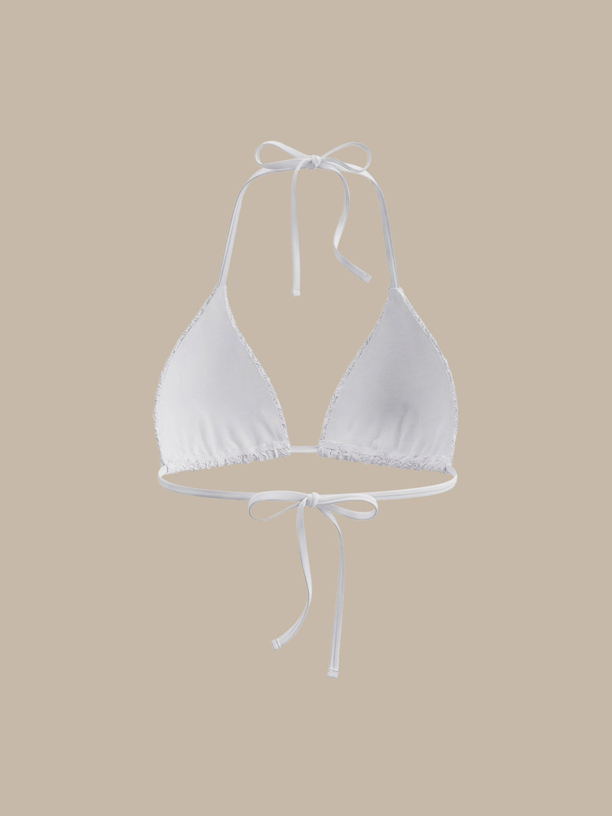 White Textured Triangle Halter Bikini Top