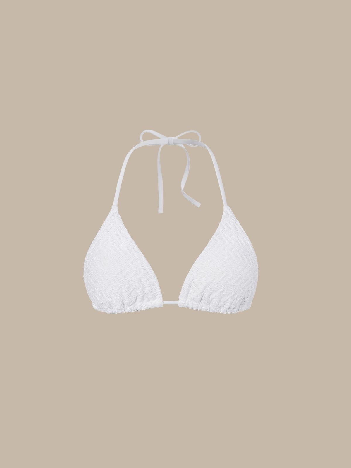 White Textured Triangle Halter Bikini Top