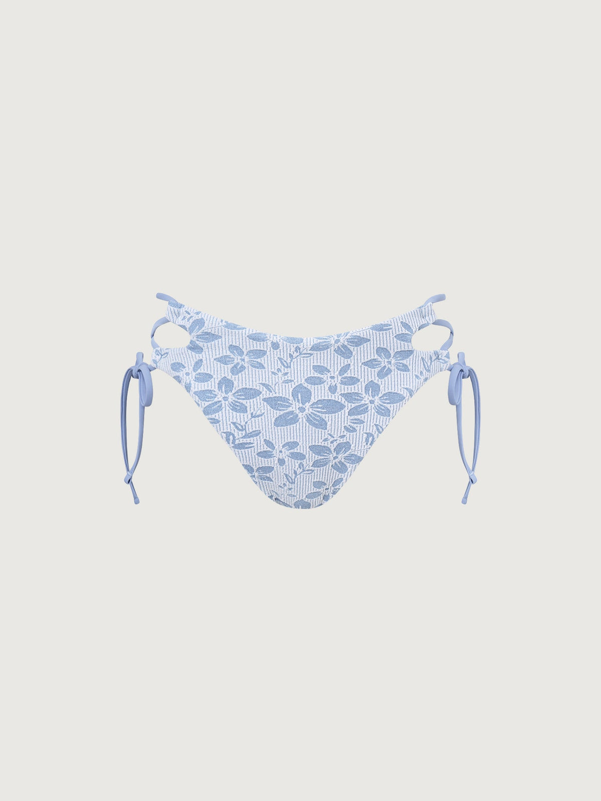 Light Blue Textured Tie Side Bikini Bottom