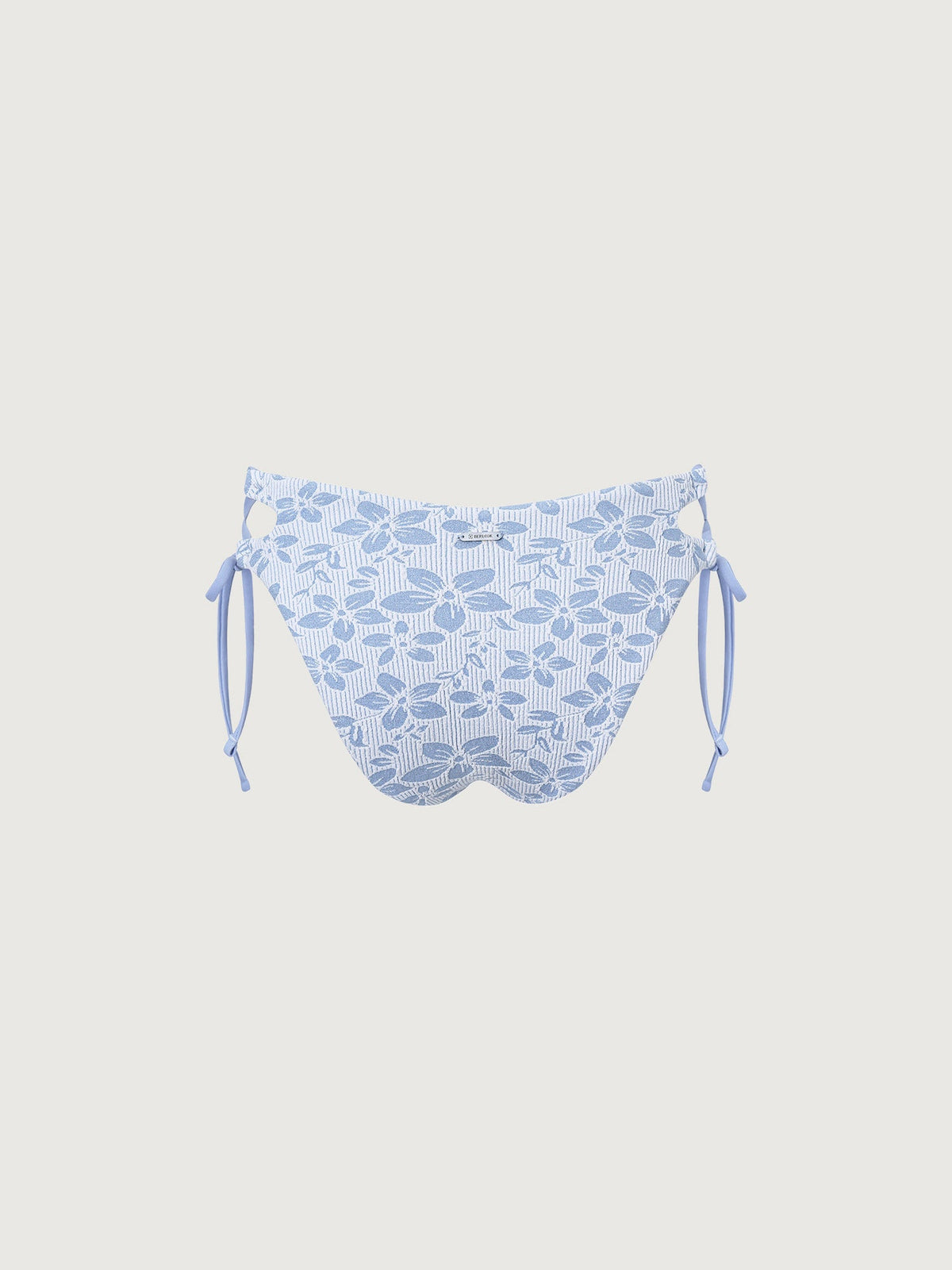 Light Blue Textured Tie Side Bikini Bottom