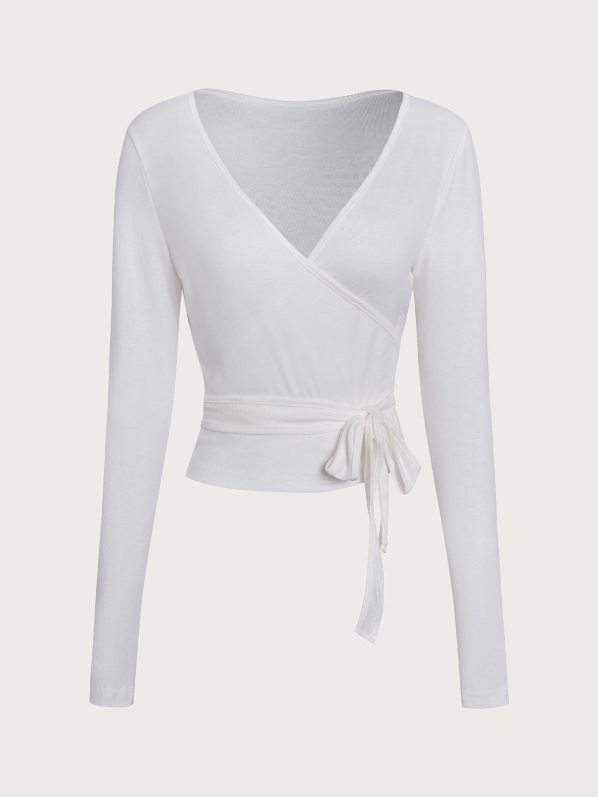 White Tie Waist Yoga Wrap Top