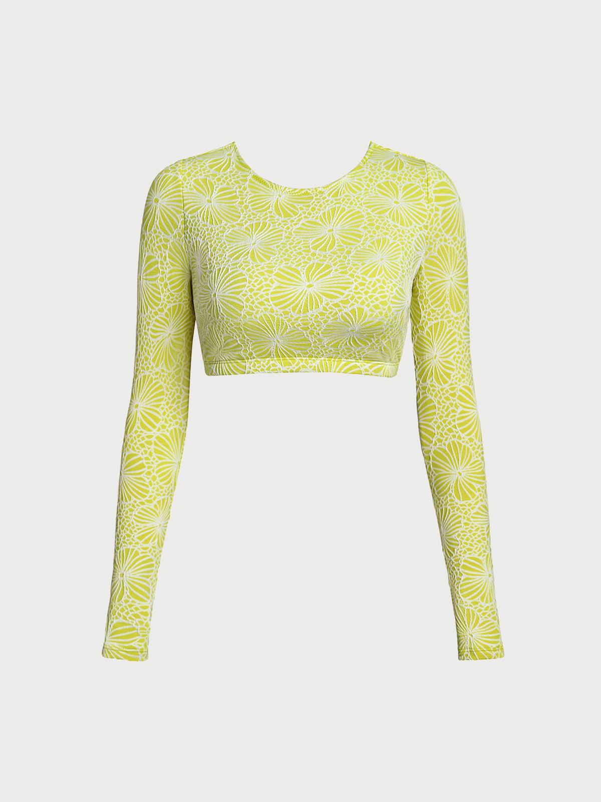 Long Sleeves Textured Crop Surf Top