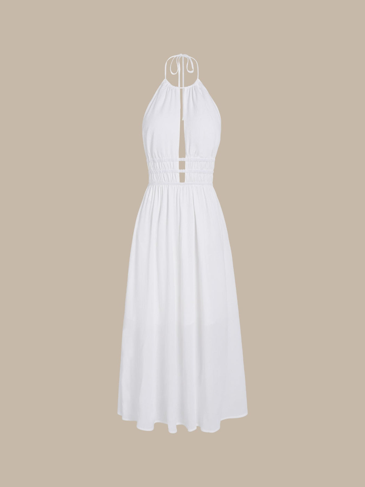 White Cutout Backless Beach Dress