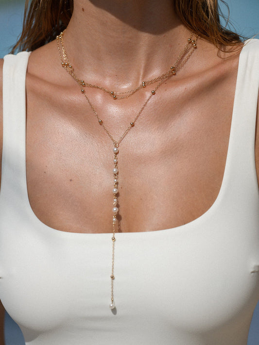 Beach Shell Pearl Layer Necklace