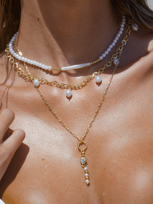 Gold Pearl Layer Necklace