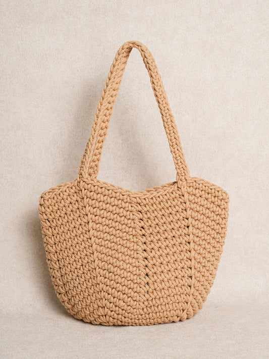 Khaki Crochet Bucket Bag