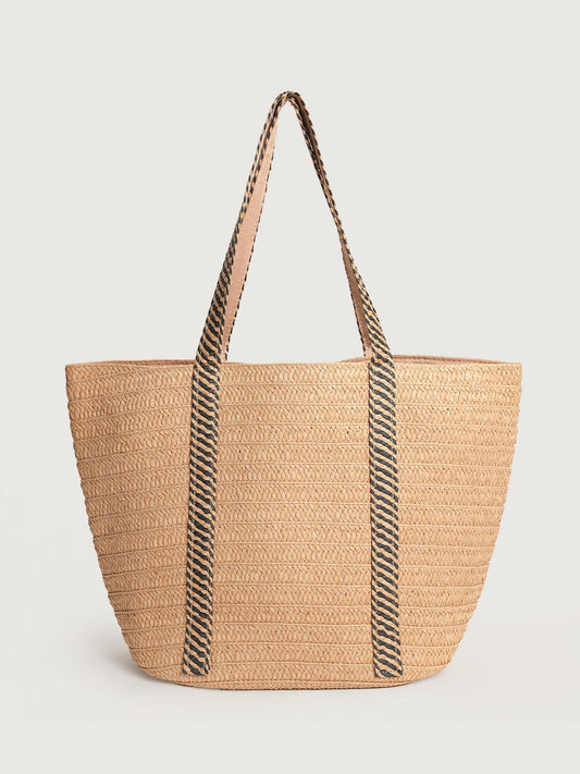 Khaki Contrast Strap Tote Bag