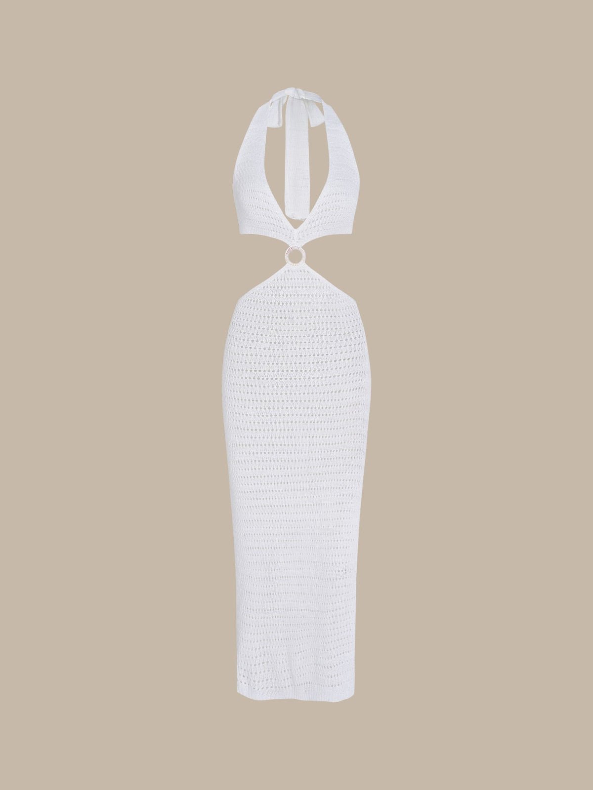 White Crochet Halter Cutout Cover-up