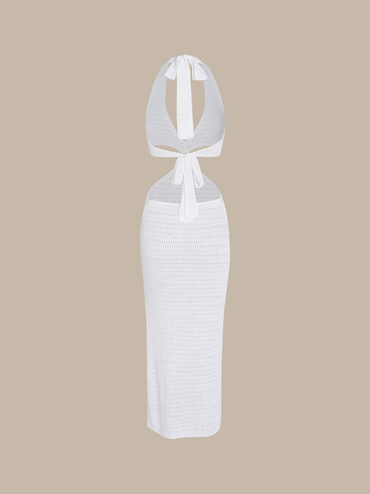 White Crochet Halter Cutout Cover-up