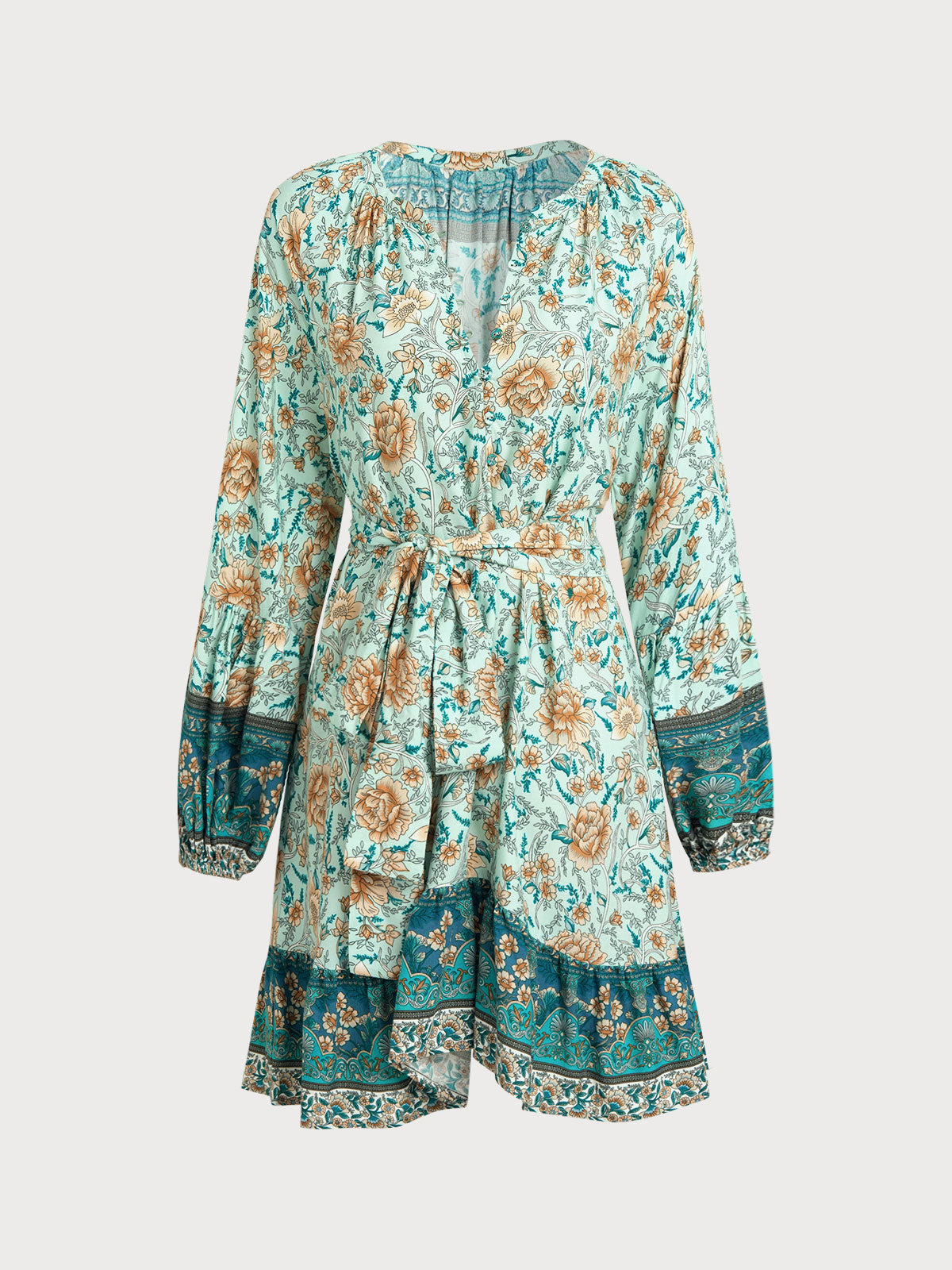 Floral Print Raglan Sleeve Beach Dress