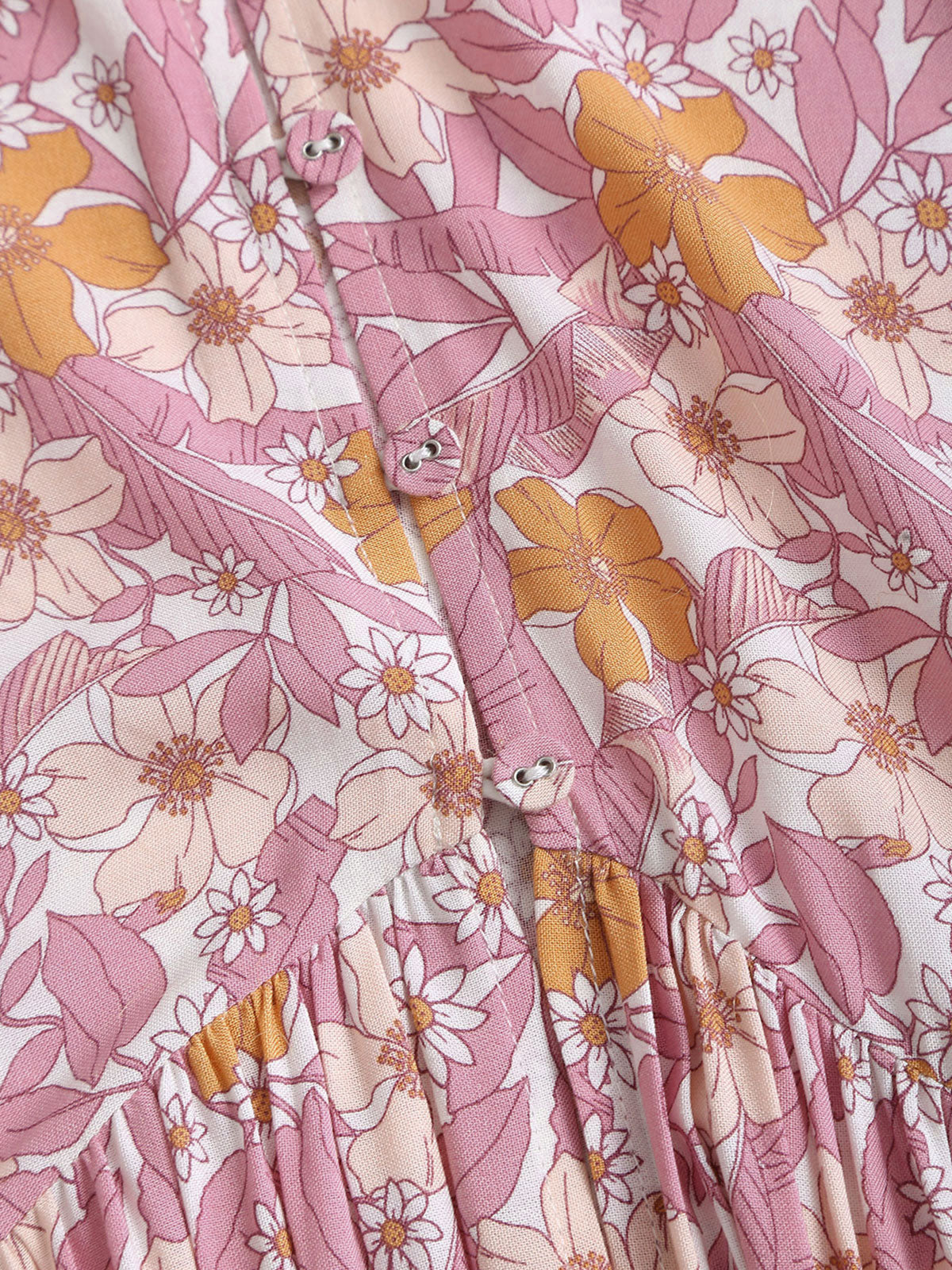 Pink Printed Ruffled Beach Dress