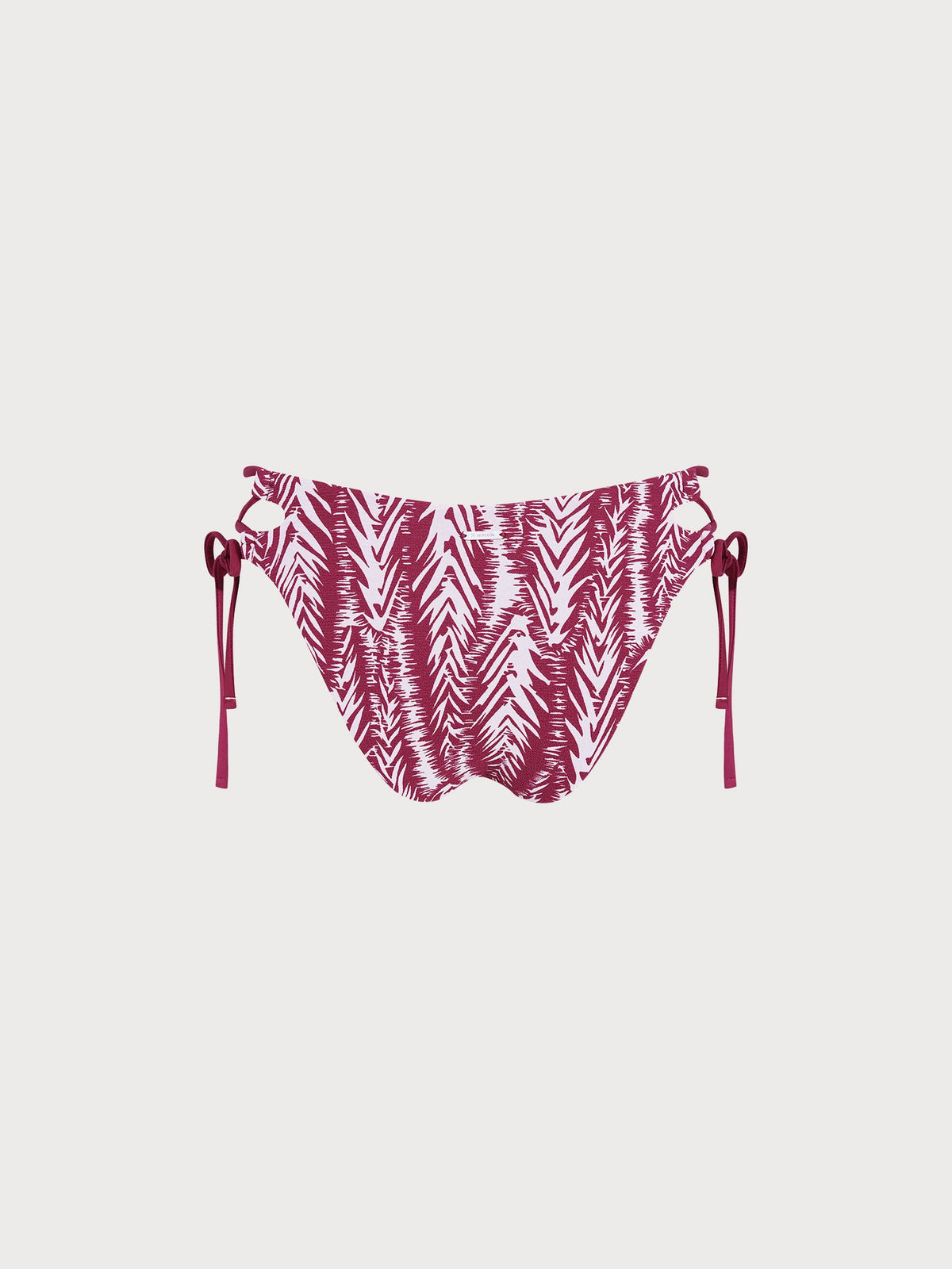 Wine Red Textured Tie Side Bikini Bottom