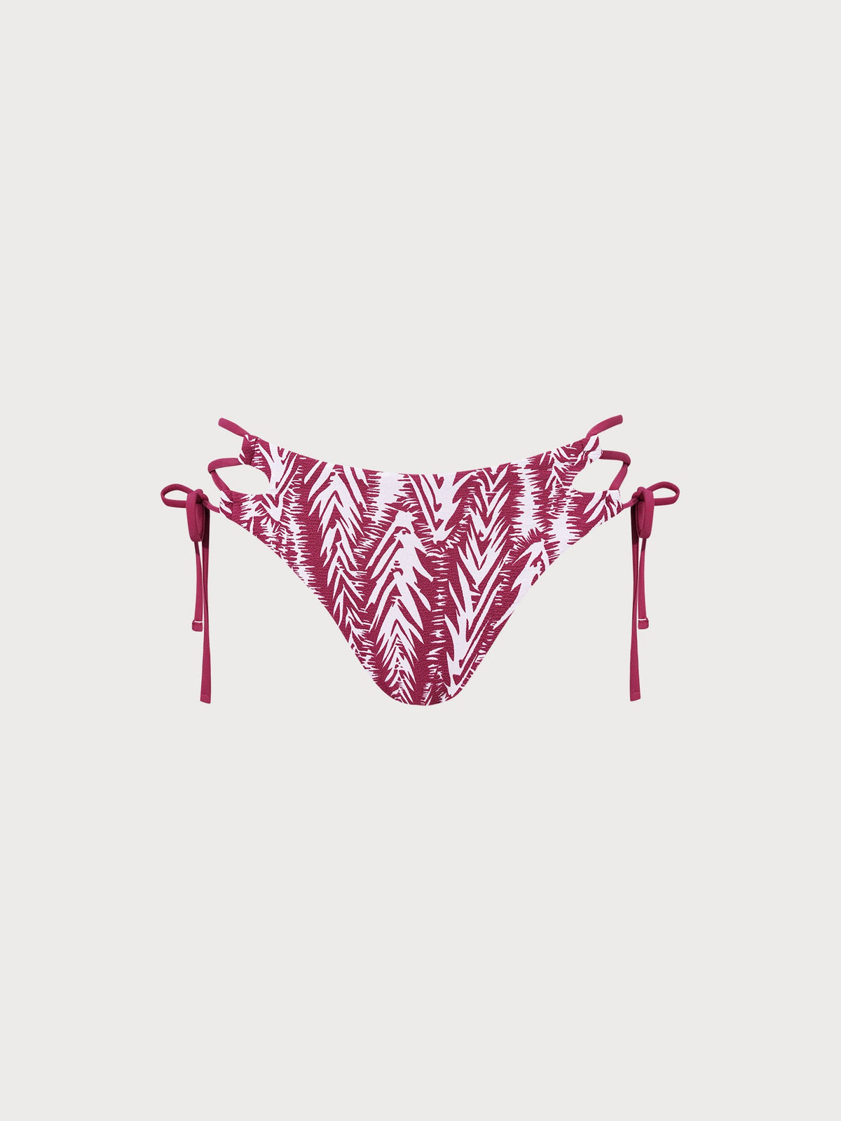 Wine Red Textured Tie Side Bikini Bottom