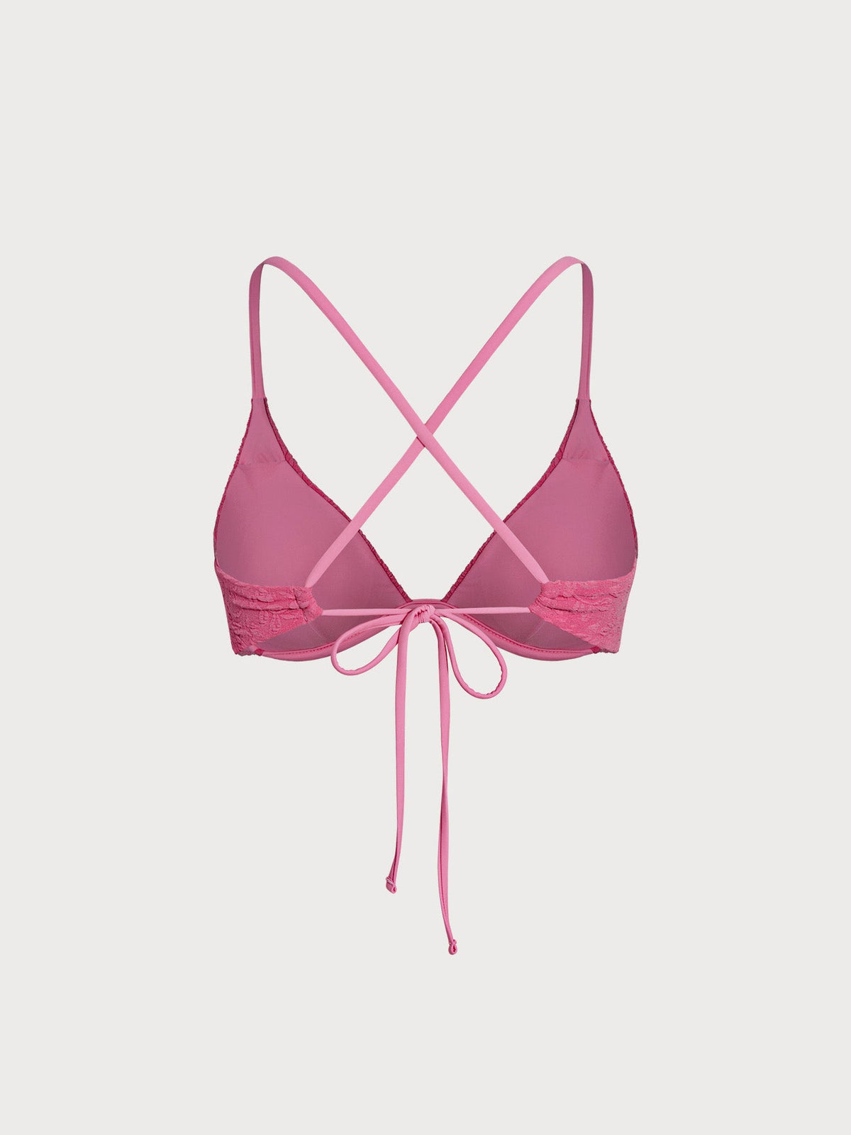 Pink Jacquard Underwire Triangle Bikini Top