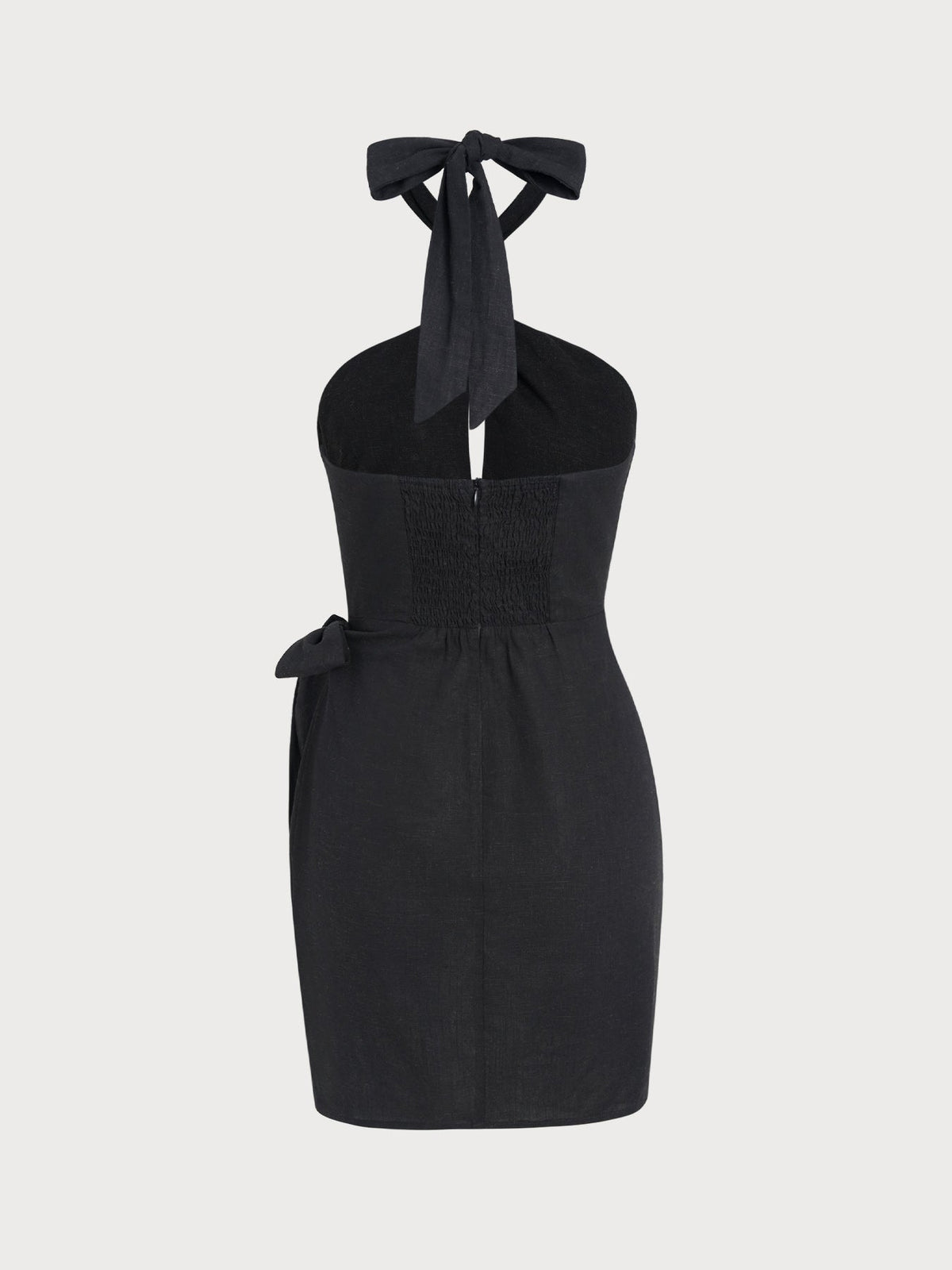 Black Halter Tortoise Accent Cutout Wrap Dress