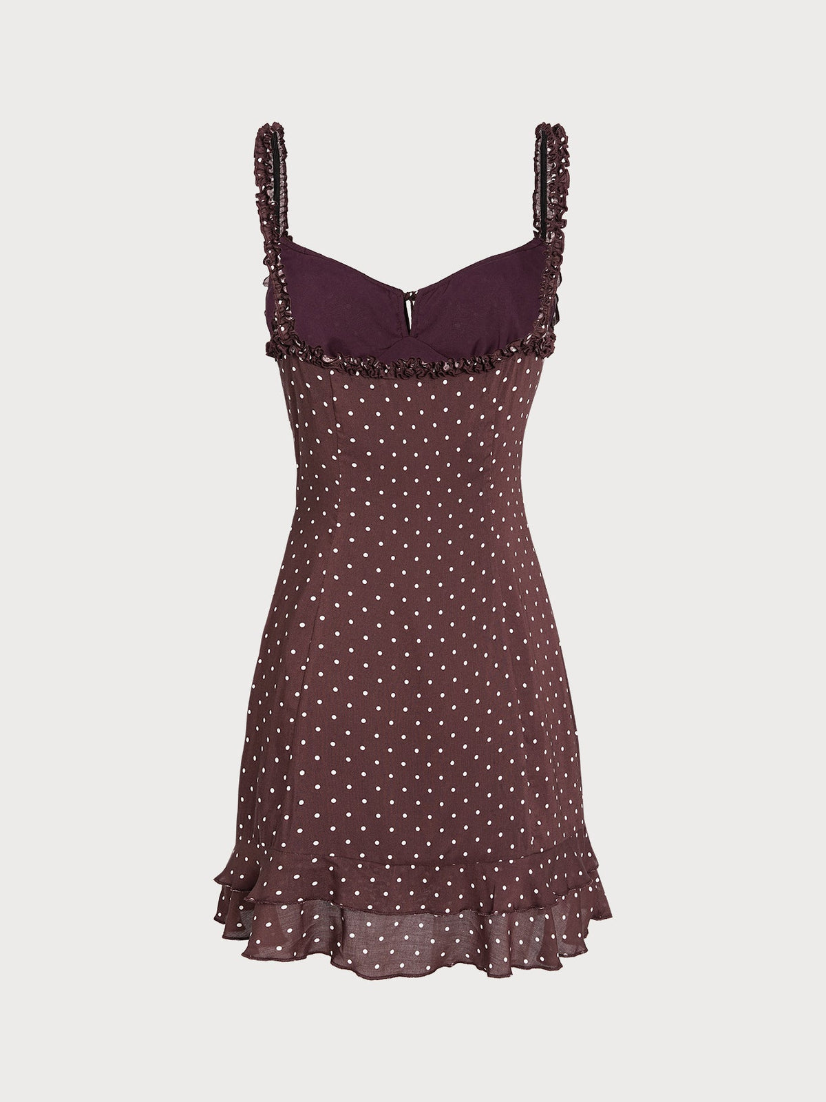 Brown Polka Dot Ruffled Beach Dress