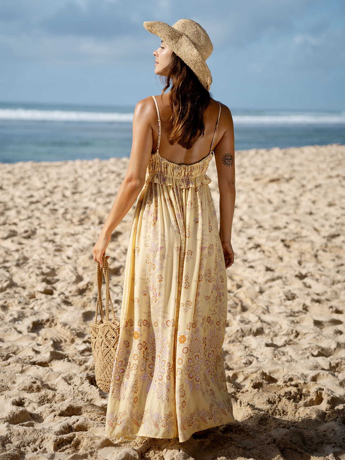 Yellow Sleeveless Tie Beach Dress