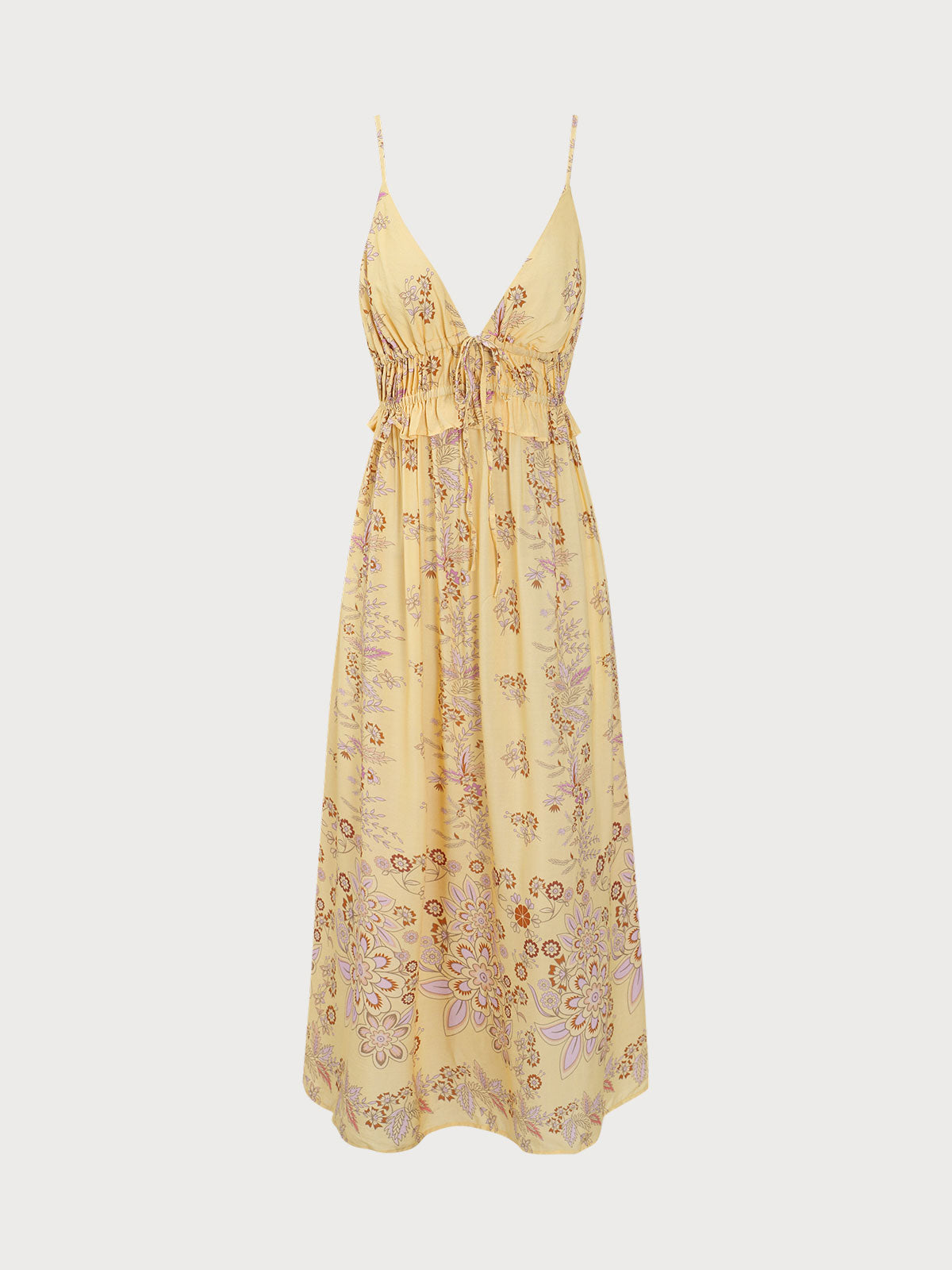 Yellow Sleeveless Tie Beach Dress