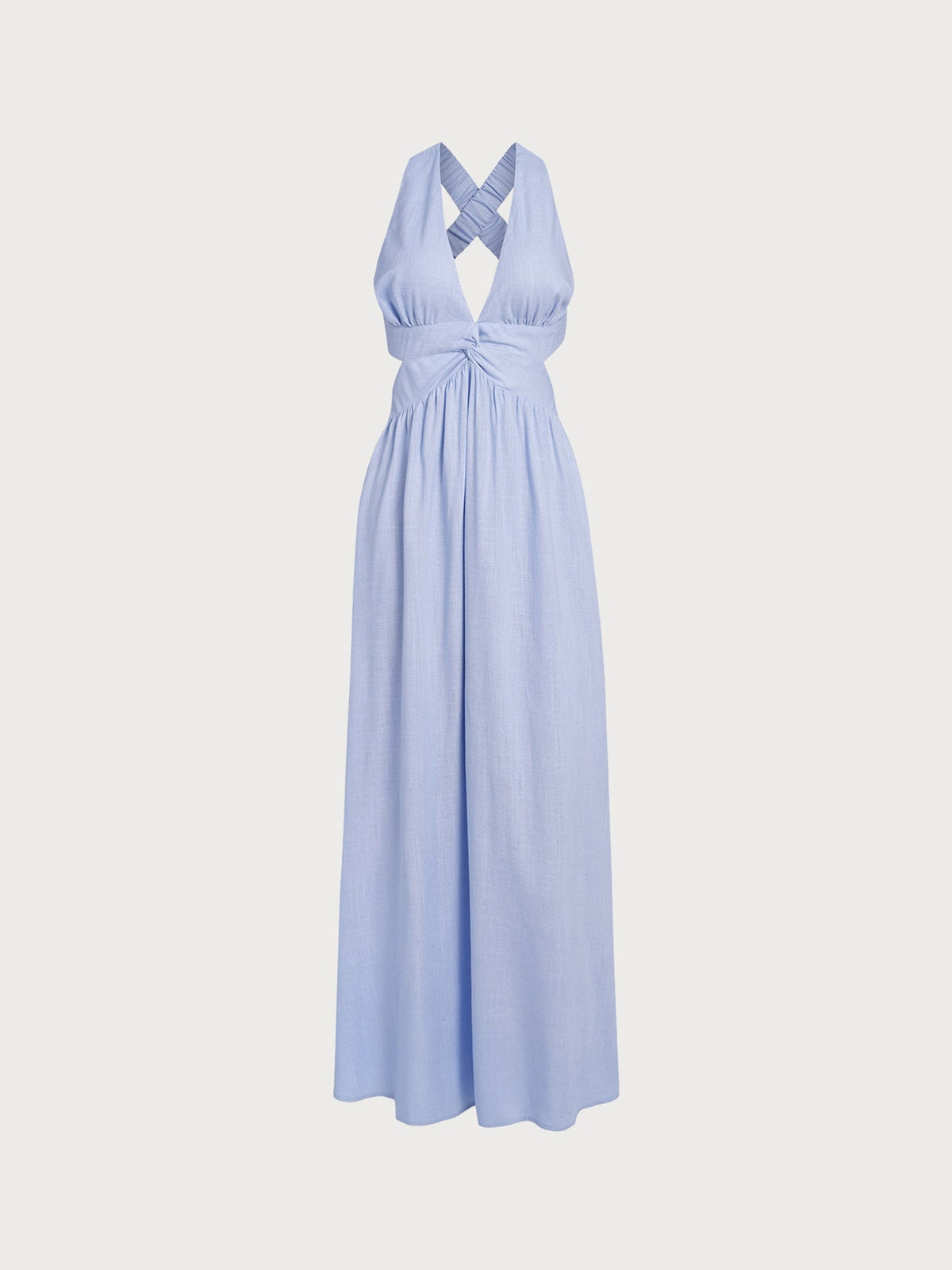 Light Blue V Neck Plaeted Beach Dress