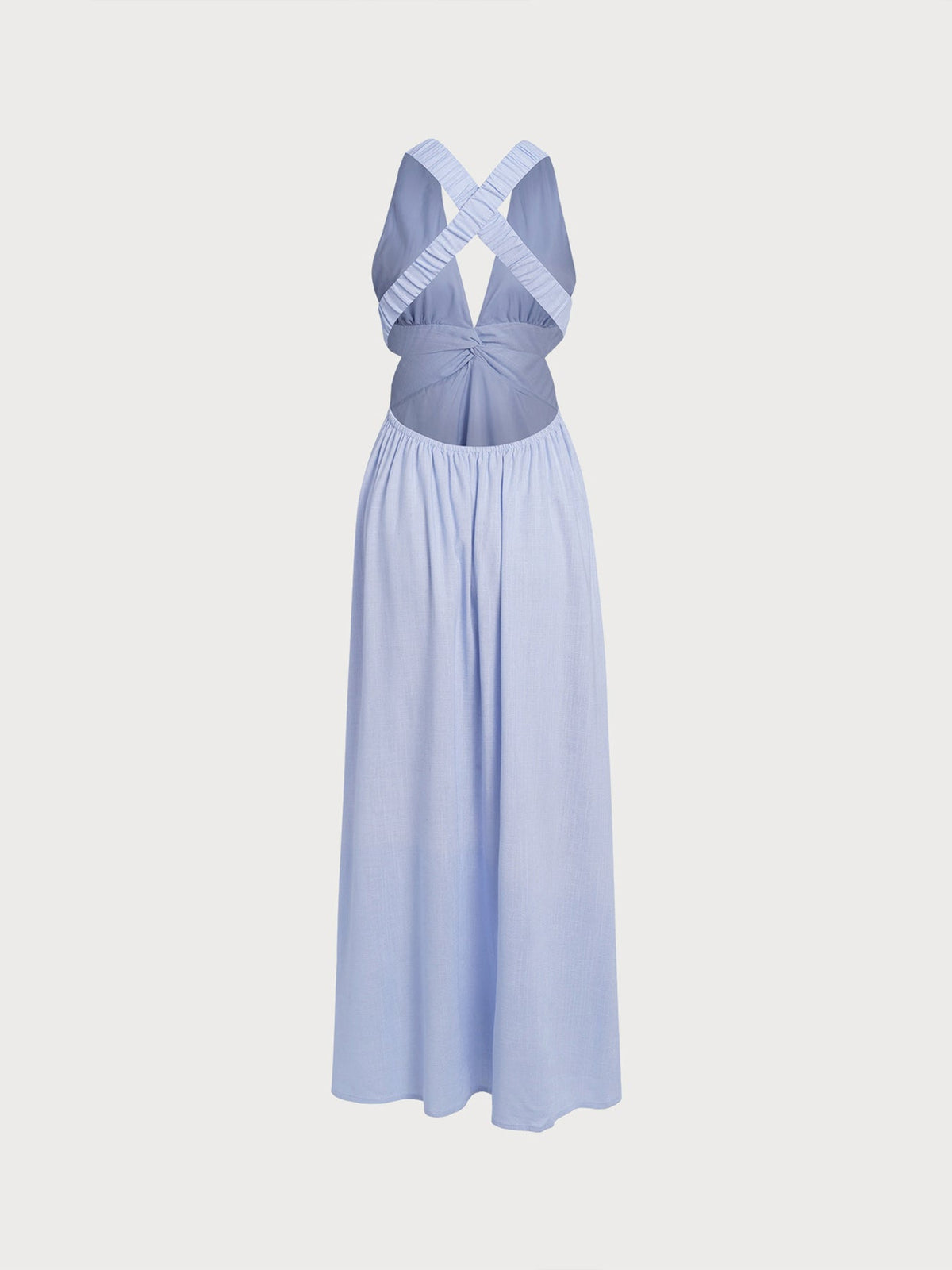 Light Blue V Neck Plaeted Beach Dress